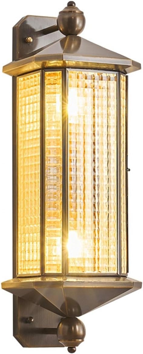 Vintage Solar LED Outdoor Wall Light Lantern IP65 Waterproof Antique Copper Exterior Sconce Lamp with Thickened Glass Dusk to Dawn Automatic for Garden Patio Porch Villa Balcony Cottage