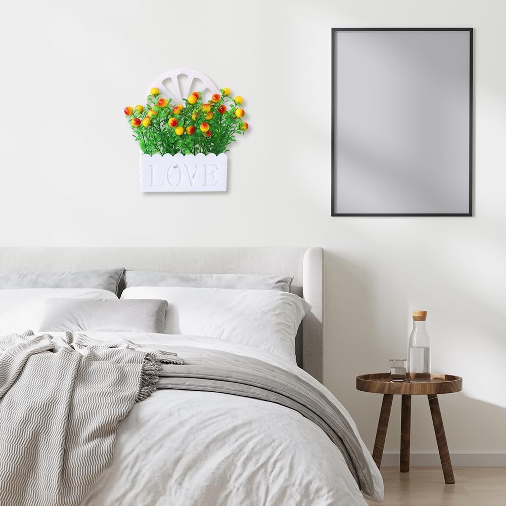Wall-Mounted Hanging Planters with Artificial Fruits Set, Artificial O