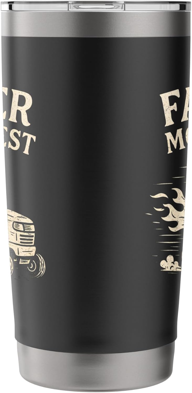 Father Mows Best Funny Racing Lawn Mower Dad Stainless Steel Insulated Tumbler