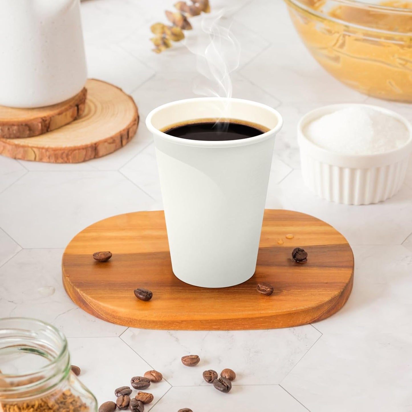 100 Count 12 oz Coffee Cups, Leak-Free Food Safe Paper Cups 12 oz, Disposable 12oz White Paper Cups for Cold and Hot Drinks