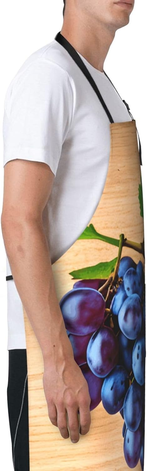 YANYU Grape pattern Print 28x33 In Kitchen Apron Stylish Chef Apron with Pockets for Cooking Baking Painting