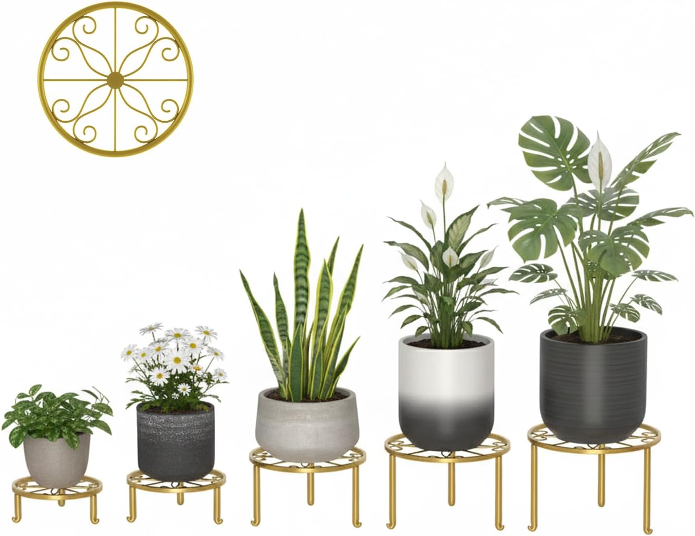 5 Pack Metal Plant Stand Home Flower Stand Shelf for Multiple Display 