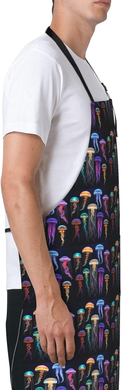 YANYU Jellyfish ocean Print 28x33 In Kitchen Apron Stylish Chef Apron 