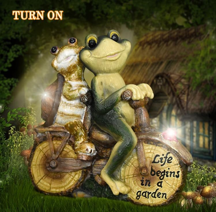 Adorable Frog Turtle-Shaped Resin Decorative Statue, Fun Road Lighting Small lamp, Home Decoration Item, Suitable for Placement in Garden or Balcony.