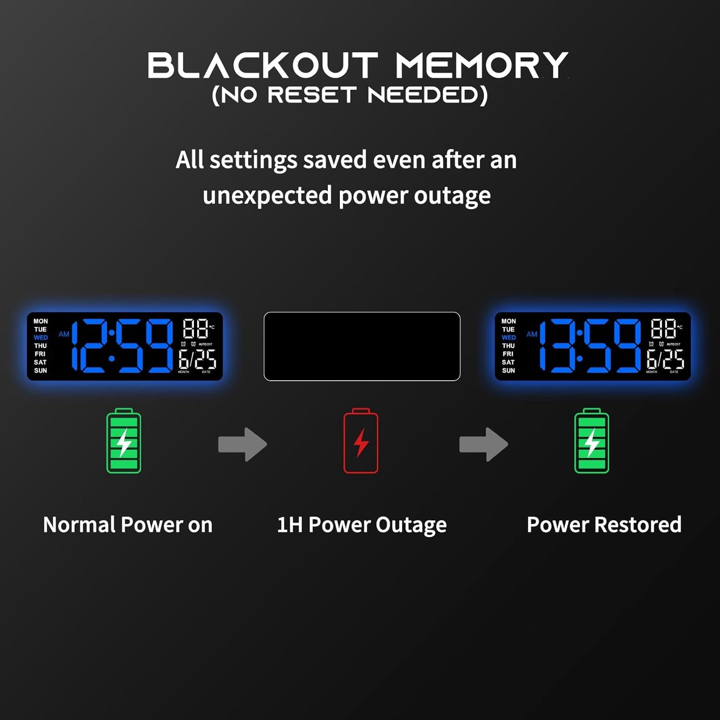 16.5" Large Digital Wall Clock with BT Sync, RGB Lights with 11 Scenes