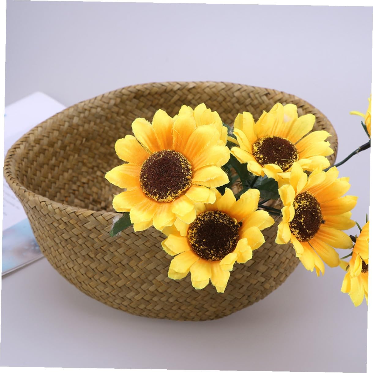 Woven Flowerpot Basket Handwoven Storage Bin Large Foldable Rattan Pla