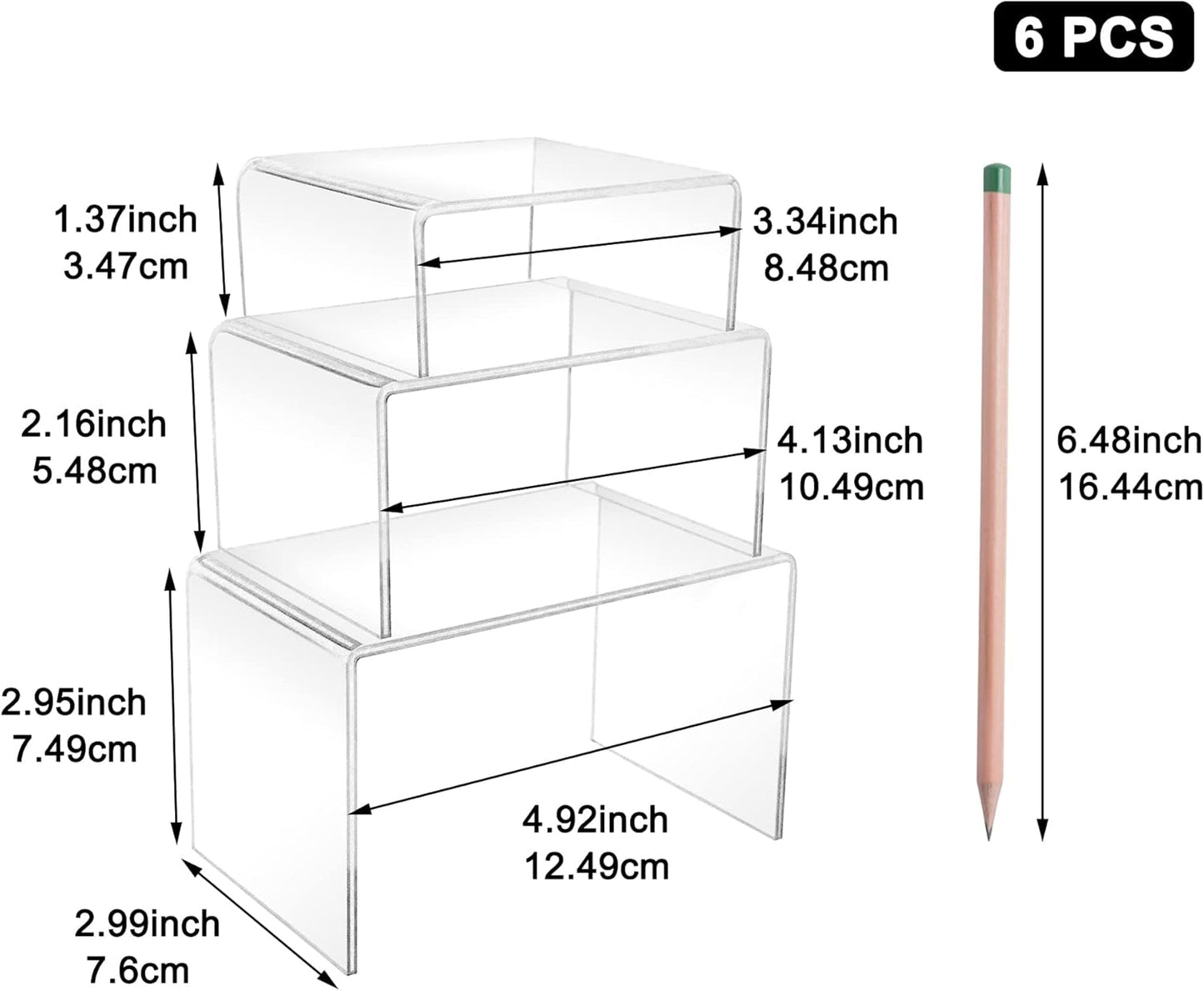 2 Sets Acrylic Display Risers(3",4",5") Clear Product Stand,Cupcakes Holder Dessert Transparent Showcase Stands, Candy Bar Risers, Lifts for Figures