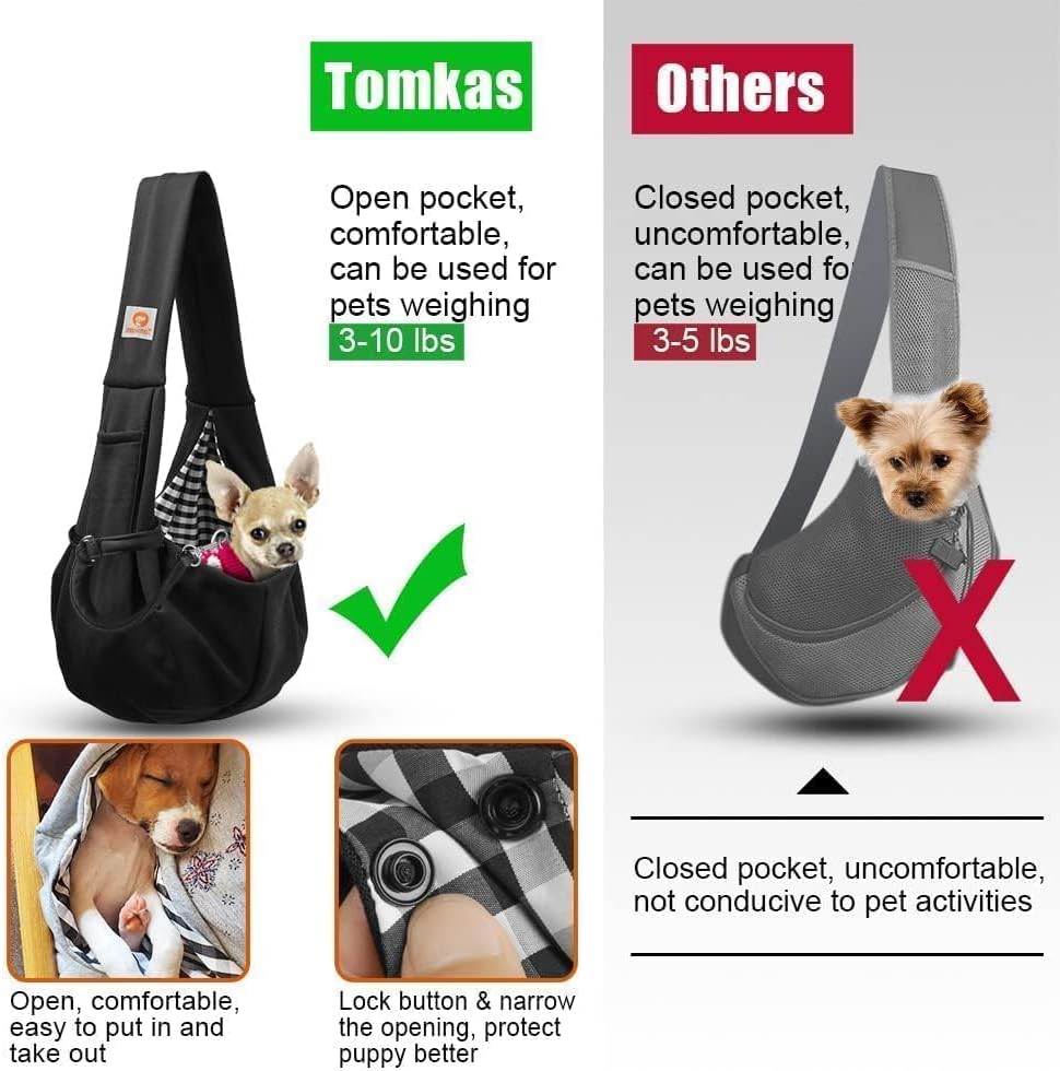 Tomkas Small Dog Sling Carrier - Classic Pocket & Classic Strap - Wrap