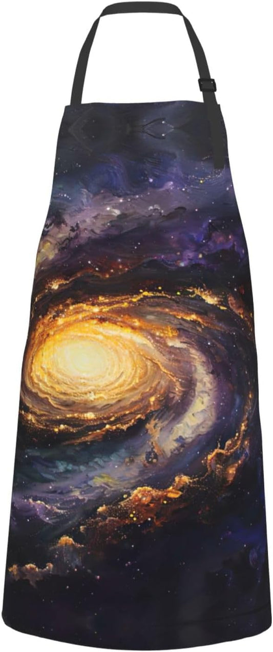 Galaxy print Waterproof chef's apron with pocket apron for kitchen cooking baking barbecue and gardening
