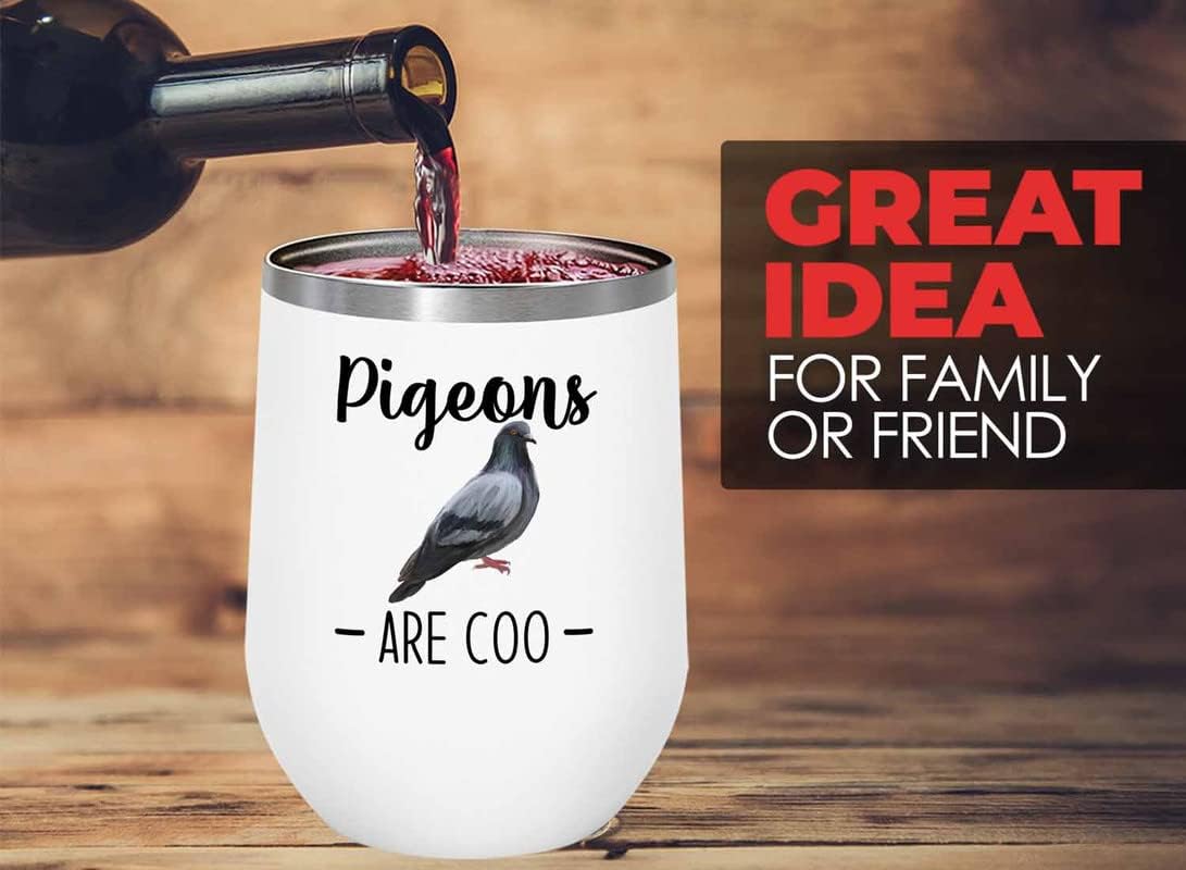 Bird Lover White Edition Wine Tumbler 12oz - Pgeons are coo - Hummingb