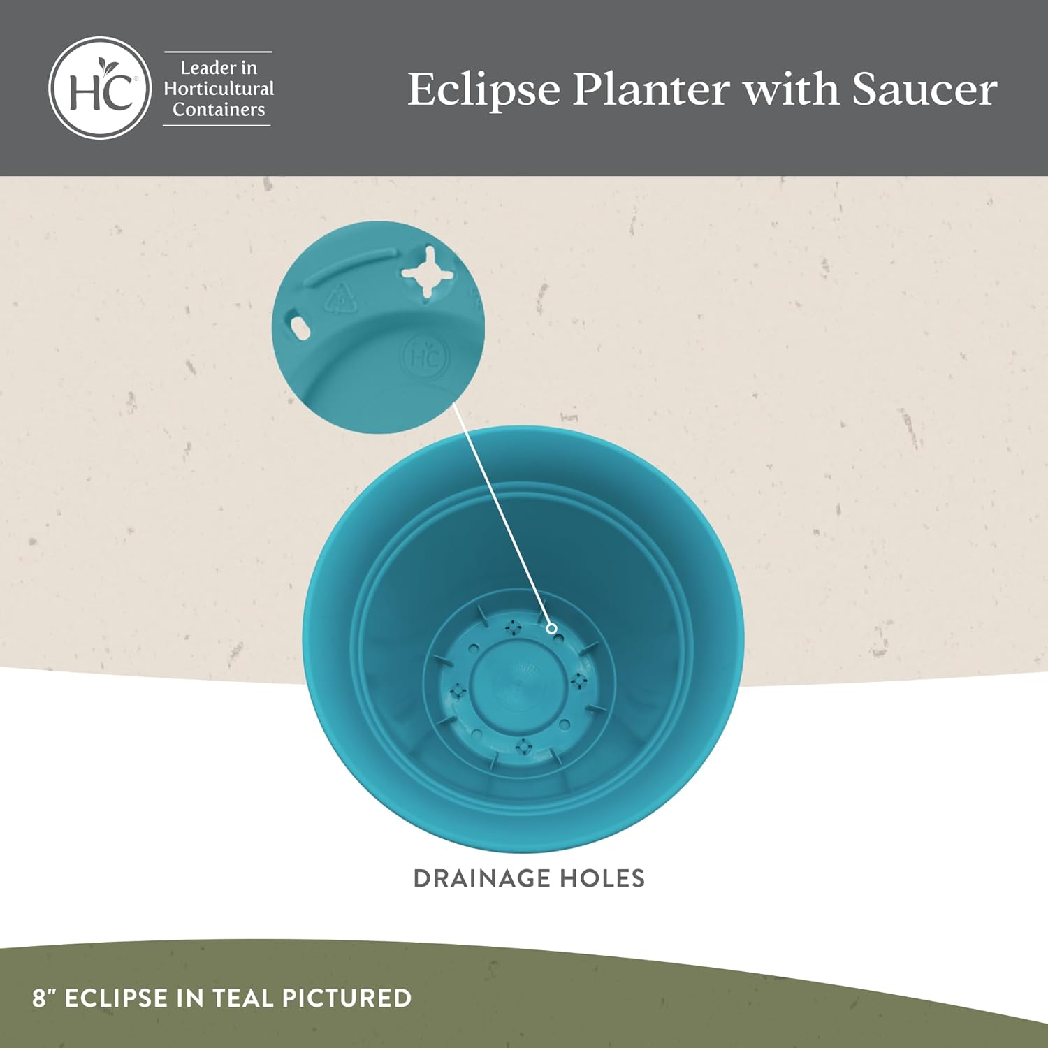 The HC Companies 12 Inch Eclipse Round Planter Pots with Drainage Hole