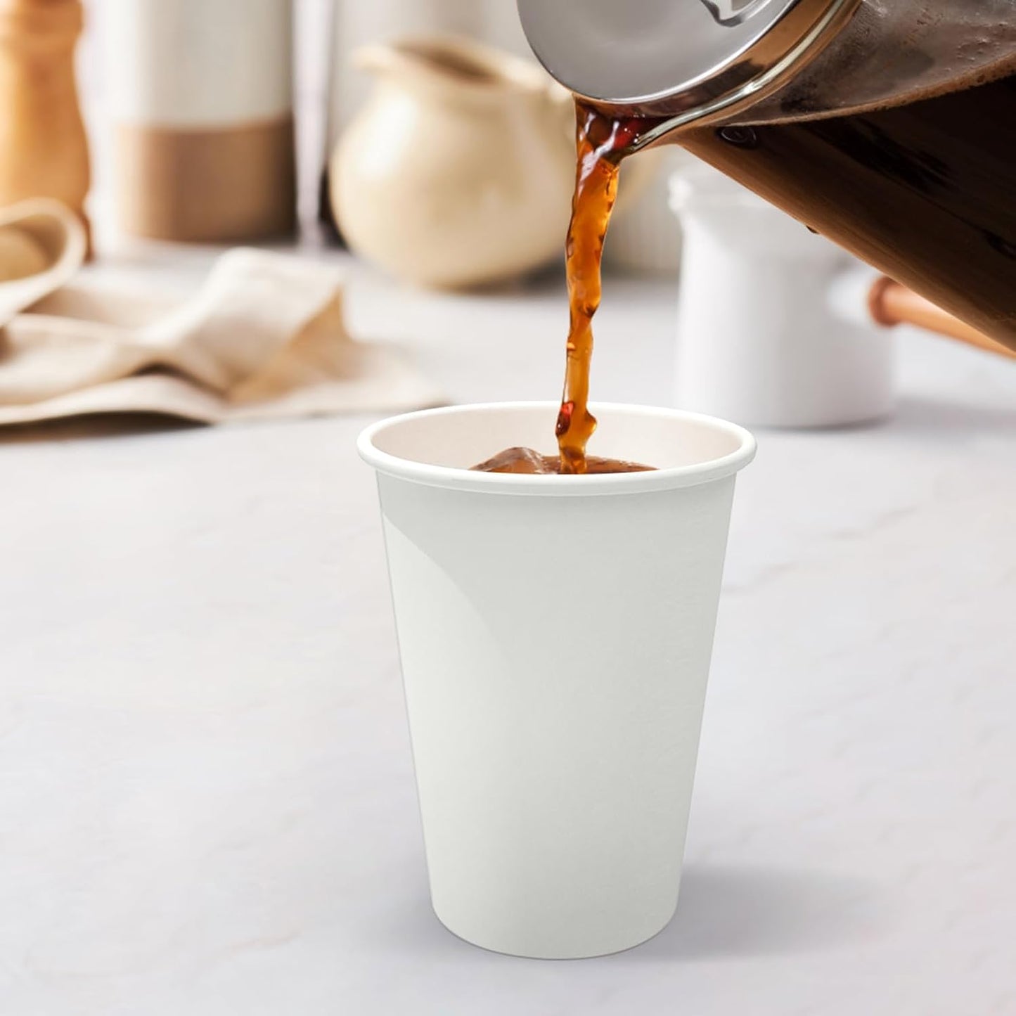 100 Count 12 oz Coffee Cups, Leak-Free Food Safe Paper Cups 12 oz, Disposable 12oz White Paper Cups for Cold and Hot Drinks