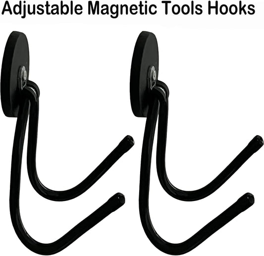 Pmsanzay 2 Pack Power Drill Tool Organizer Holder,Magnetic Tool Holders,Garage Tool Storage Rack,Heavy Duty Large Garage Magnet Utility Hooks with Rubber Coating, No Scratches - No Power Drill
