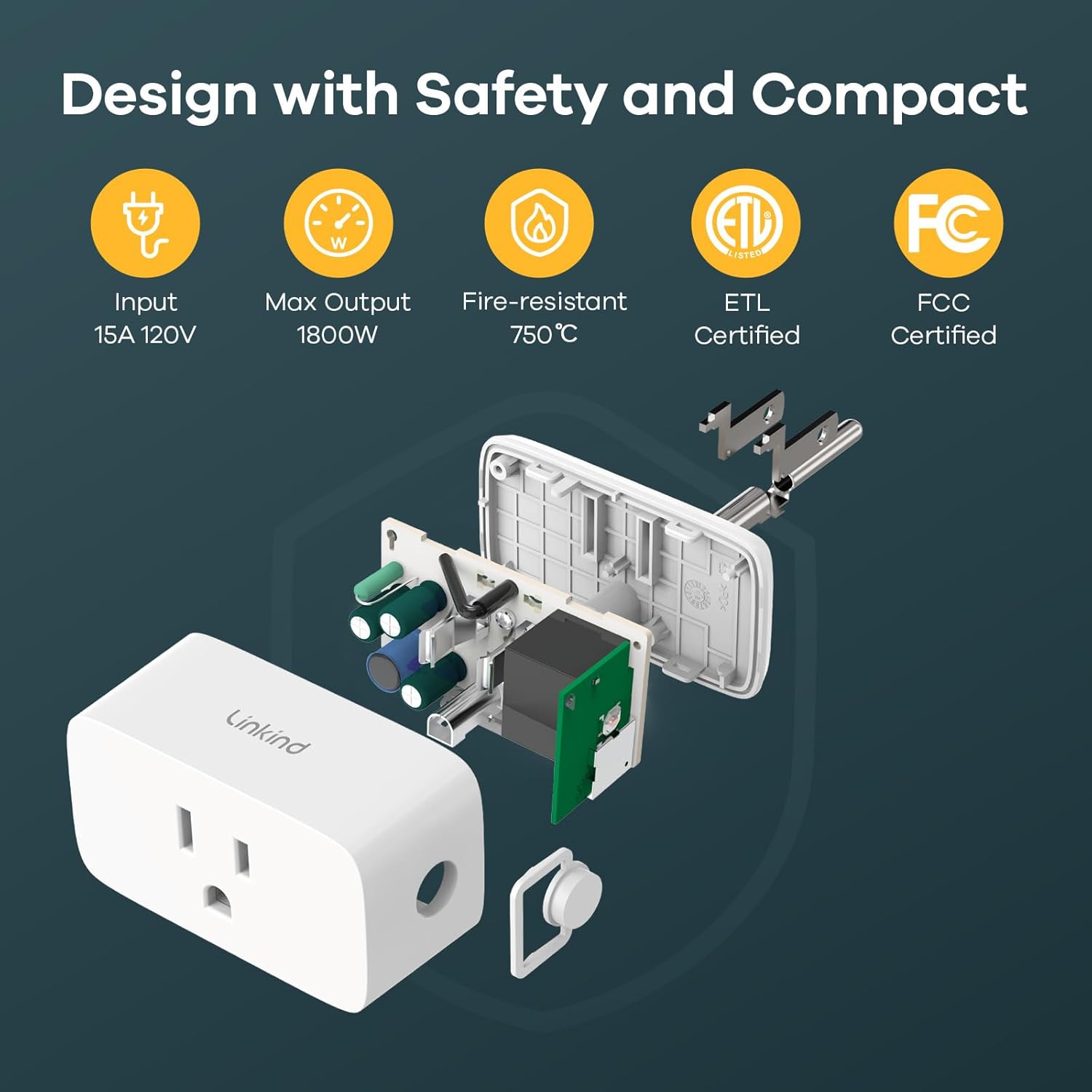 Linkind Matter Smart Plug, Work with Apple Home, Siri, Alexa, Google, 