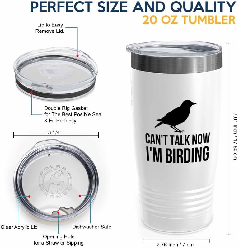 Birding White Edition Viking Tumbler 20oz - I'm birding - Bird Feeder 