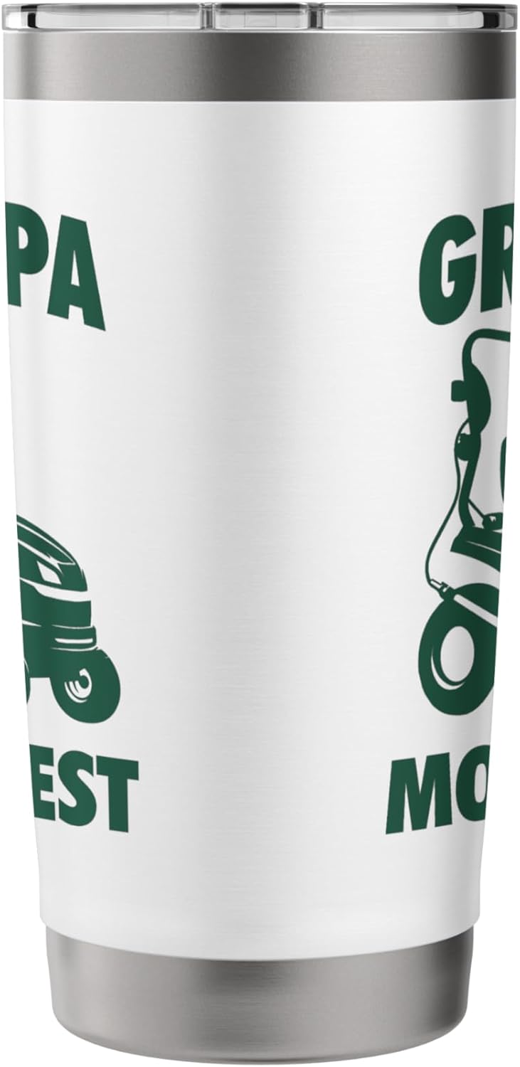 Grandpa Mows Best Lawn Care Mowing Landscaper Father's Day Stainless Steel Insulated Tumbler