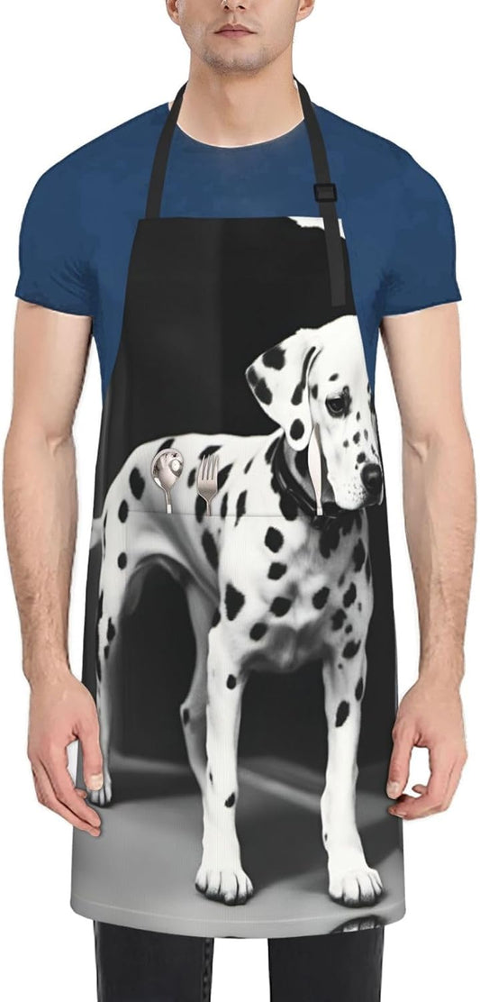 Dalmatian 1 print Waterproof chef's apron with pocket apron for kitchen cooking baking barbecue and gardening