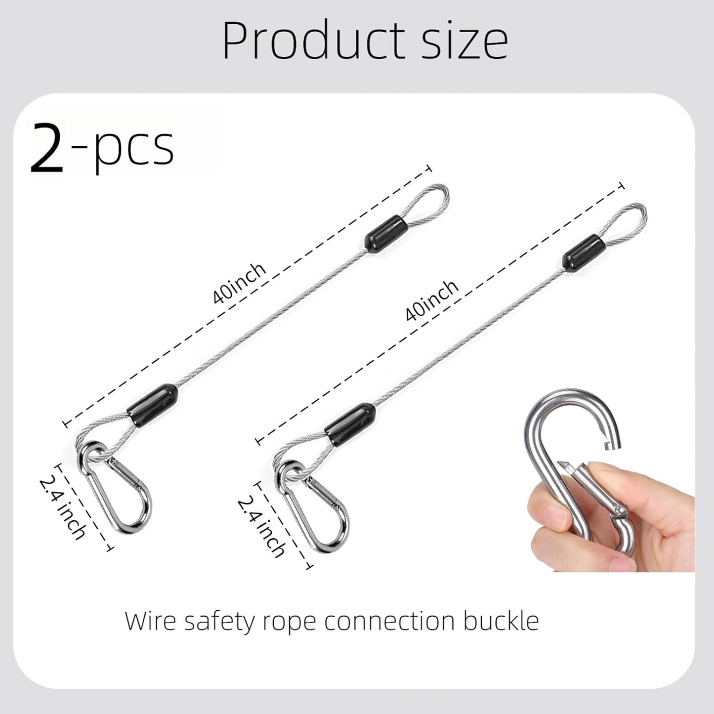 2 Pcs Premium Bird Feeder Hanger for Tree with Carabiner Clip，Flexible Stainless Steel Hanging Cables Chain Wire for Bird Feeders and Birdhouses，Baths, Planters，Baskets，Suet，Outdoor Camping (40 Inch)
