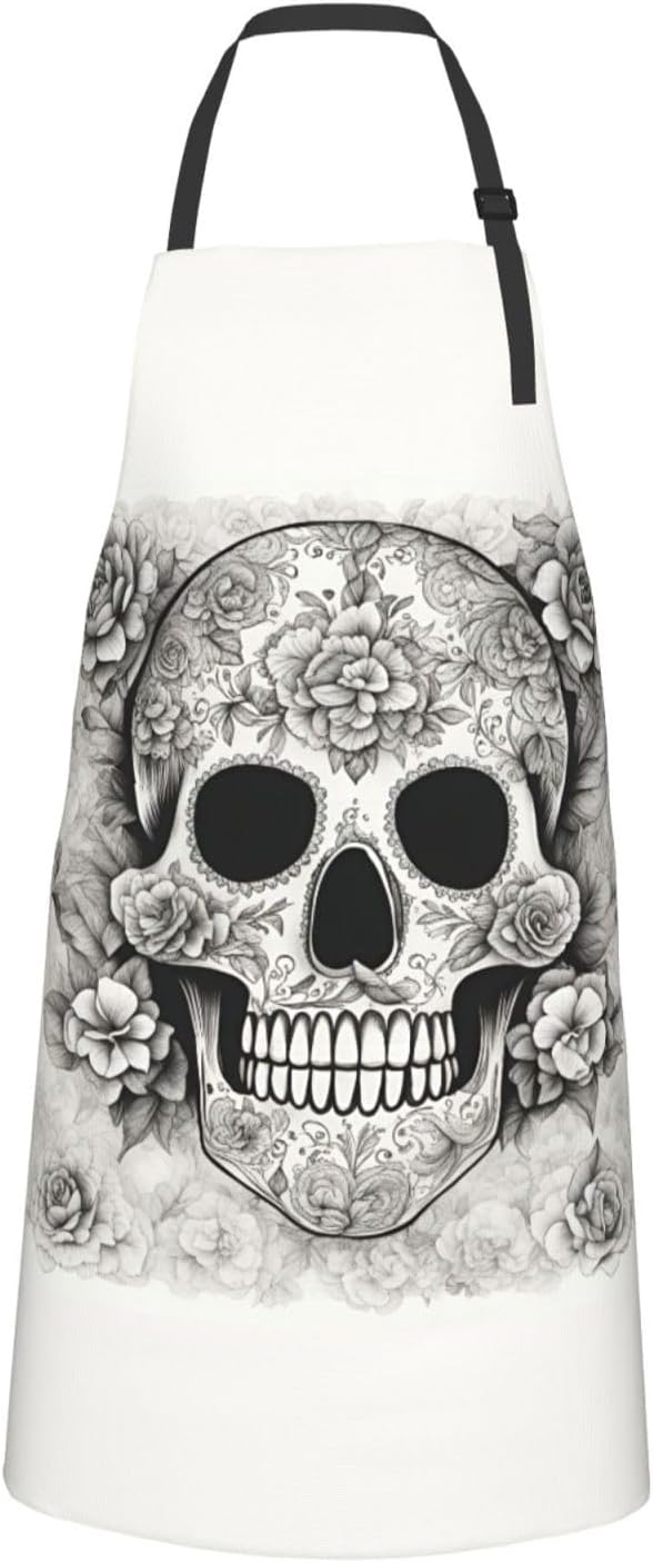 Mexican Skull print Waterproof apron with pocket adjustable cooking apron for adult kitchen bibs to bake