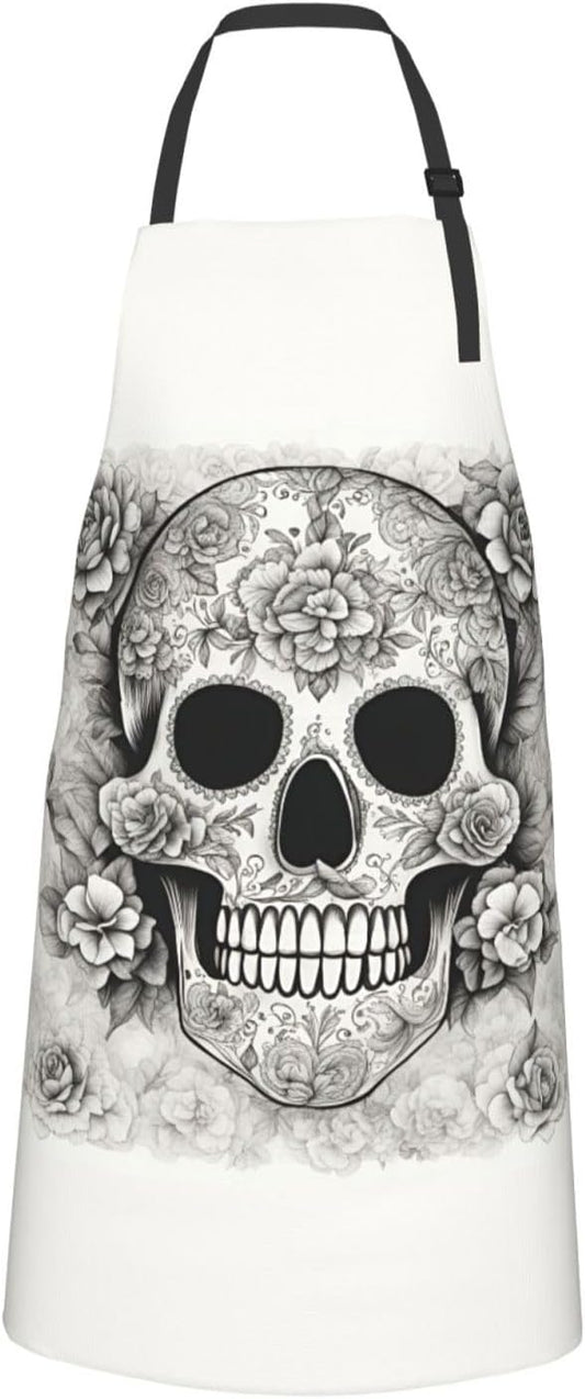 Mexican Skull print Waterproof apron with pocket adjustable cooking apron for adult kitchen bibs to bake