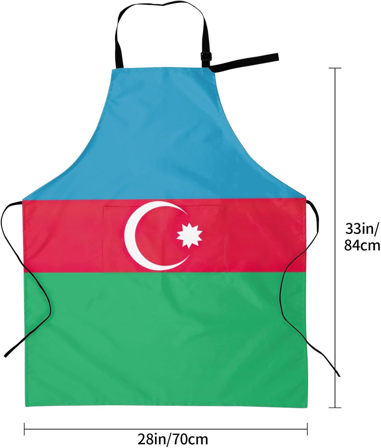 Flag of Azerbaijan print Waterproof chef's apron with pocket apron for kitchen cooking baking barbecue and gardening