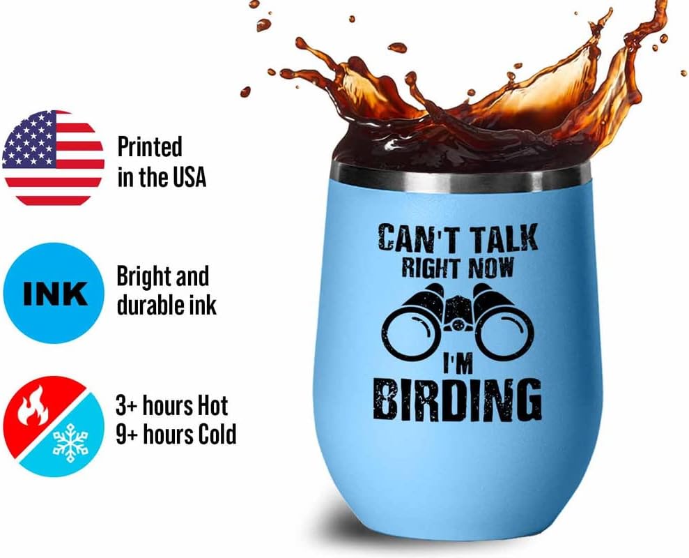 Bird Lover Blue Edition Wine Tumbler 12oz - Can't Talk Right Now - Hum