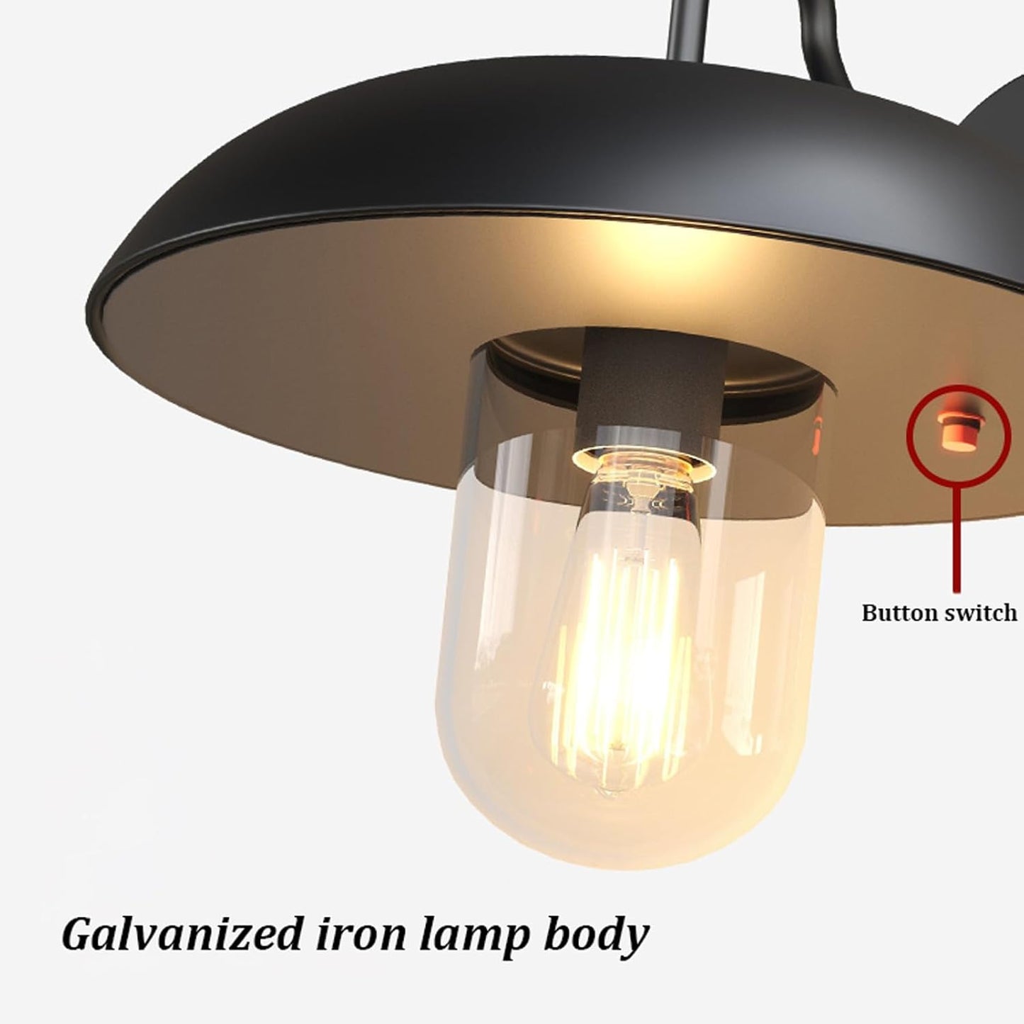Outdoor Wall Sconce Light Fixture, Solar Exterior Wall Lamp, Gooseneck Wall Mounted Lighting, Industrial Waterproof Wall Lantern, Black Metal Sconce for Porch Patio Garage Garden Entryway