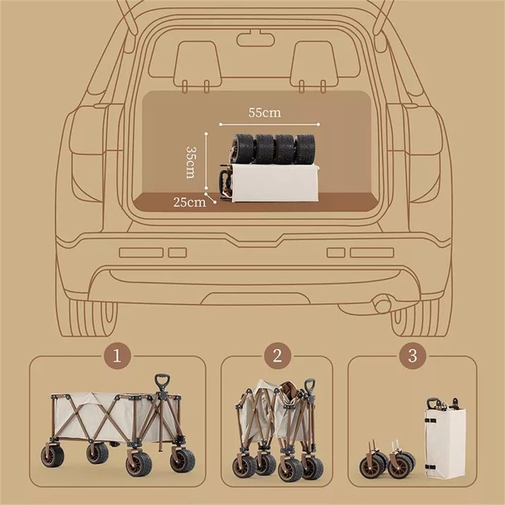 Portable Detachable Folding Four-Way Wide Wheel Trolley Outdoor Campgr