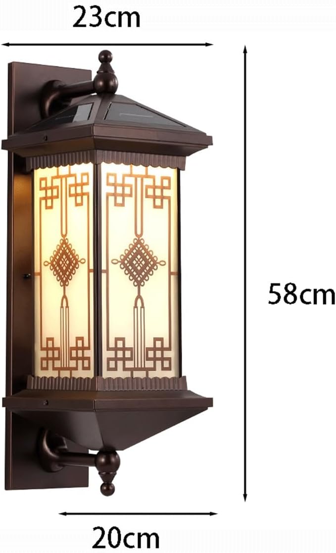 Vintage Solar Outdoor Wall Lantern, Brown Exterior Wall Sconce, Retro Die-Cast Aluminum Mounted Lamp with Glass, Waterproof Dusk to Dawn Decor Light Fixture for Patio Garden Porch Garage
