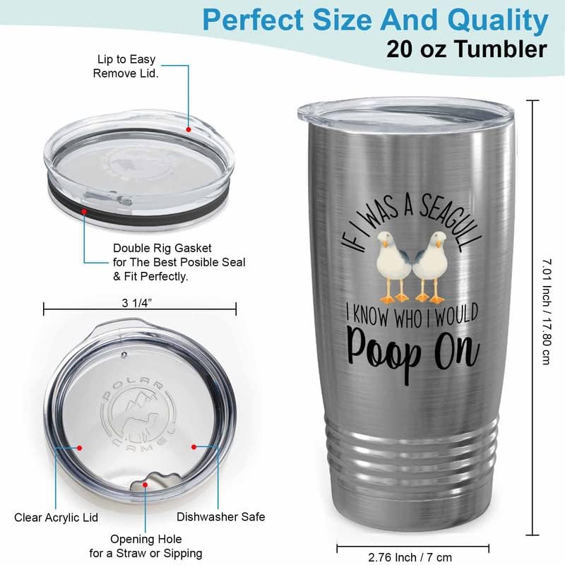 Bird Lover Silver Edition Viking Tumbler 20oz - Seagull Poop on - Hummingbird Nest Cage Parrot Dad Gardening Outdoor Birdwatcher Feeder