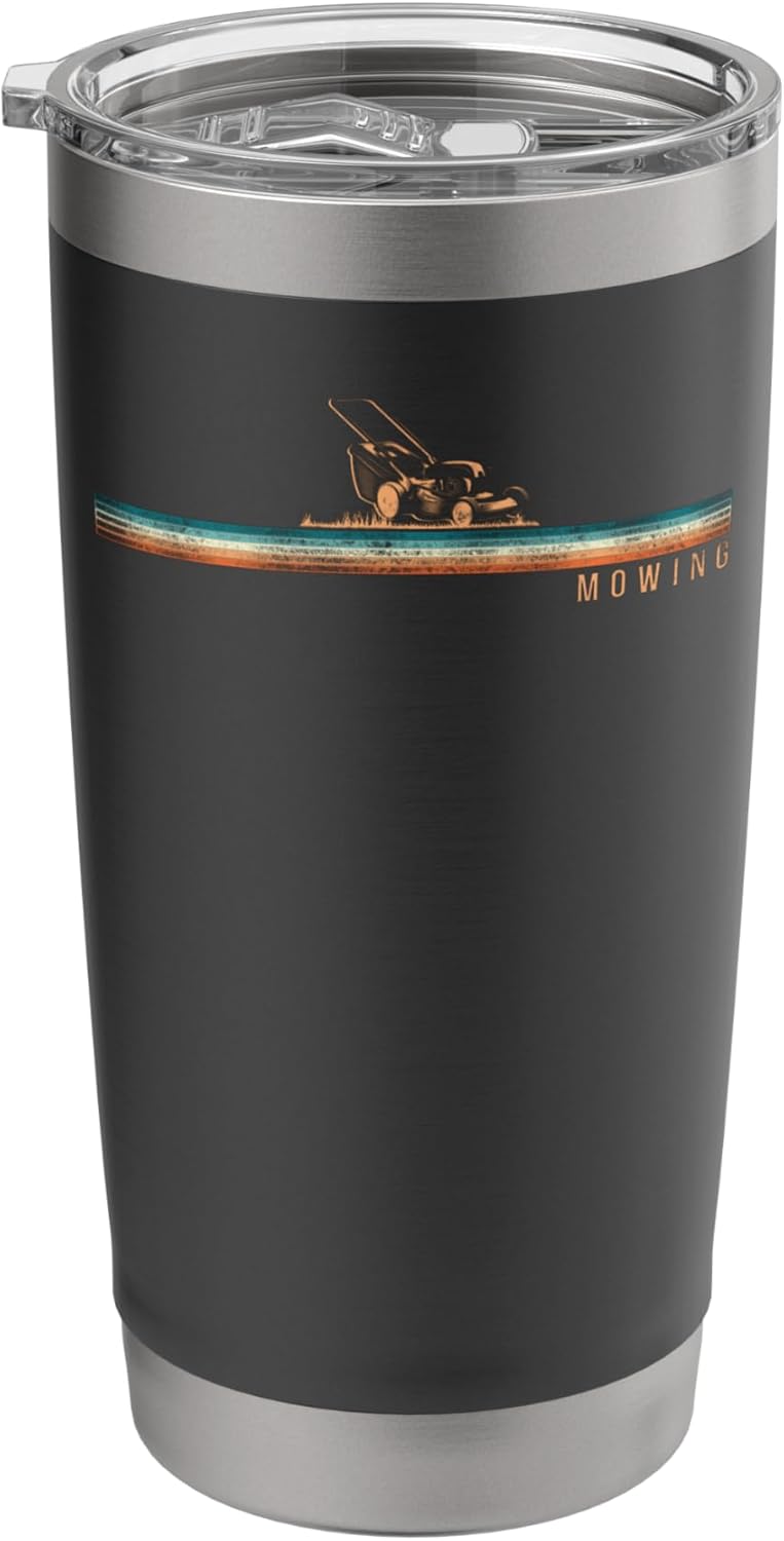 Lawn Mower Mowing Dad Father Landscaper Retro Vintage Mowing Stainless Steel Insulated Tumbler