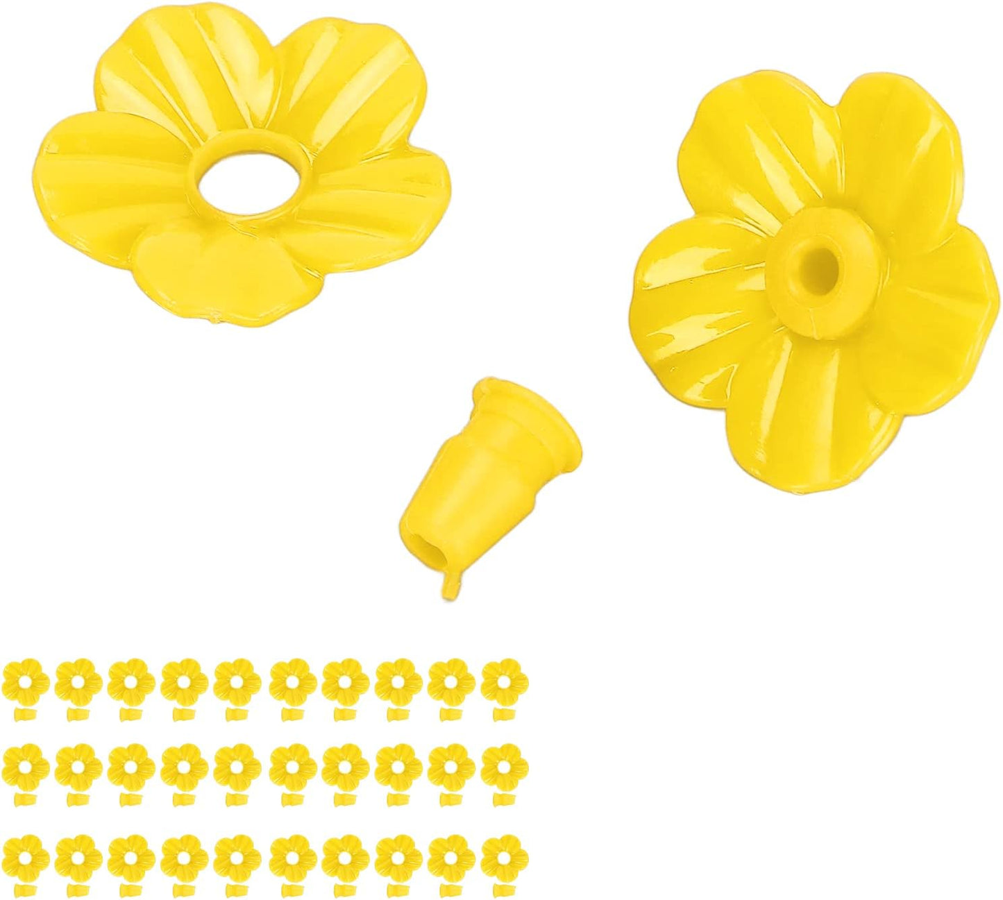 Hummingbird Feeder Flower Shape Feeder, 30 Sets Birds Feeding Ports Replacement Hanging Feeder, Multicolor Replaceable Hummingbird Bird Feeder Flower Accessories Wild Bird Feeder (Yellow)