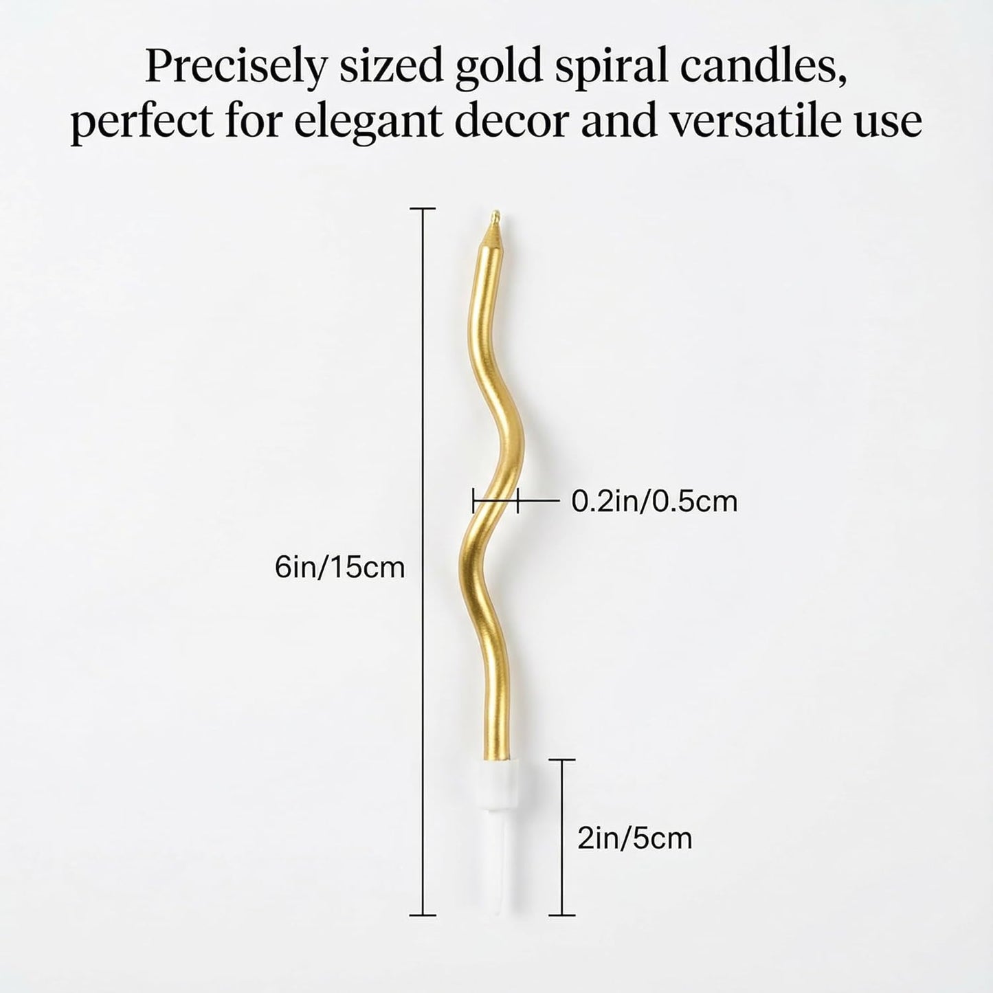 Pack of 12 Pieces Long Twisty Gold Party Candles with Candle Holders, 
