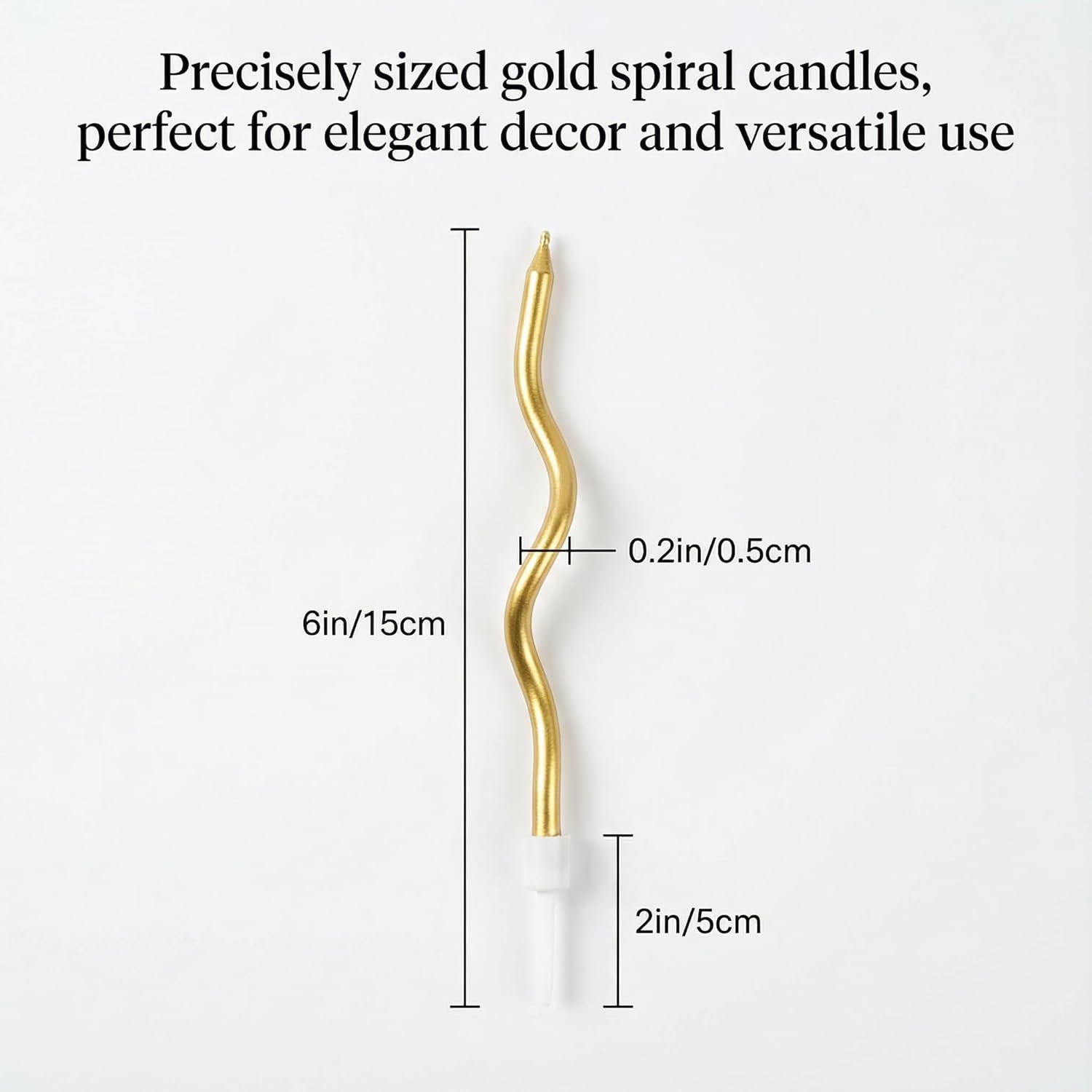Pack of 12 Pieces Long Twisty Gold Party Candles with Candle Holders, 