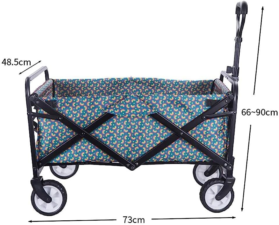 Handcart, Garden Trolley Foldable Cart Heavy Duty Festival Trolley Pull Wagon Truck Transport Cart with Brake Wheels,60 Kg /132 Pounds Capacity/F:Burst