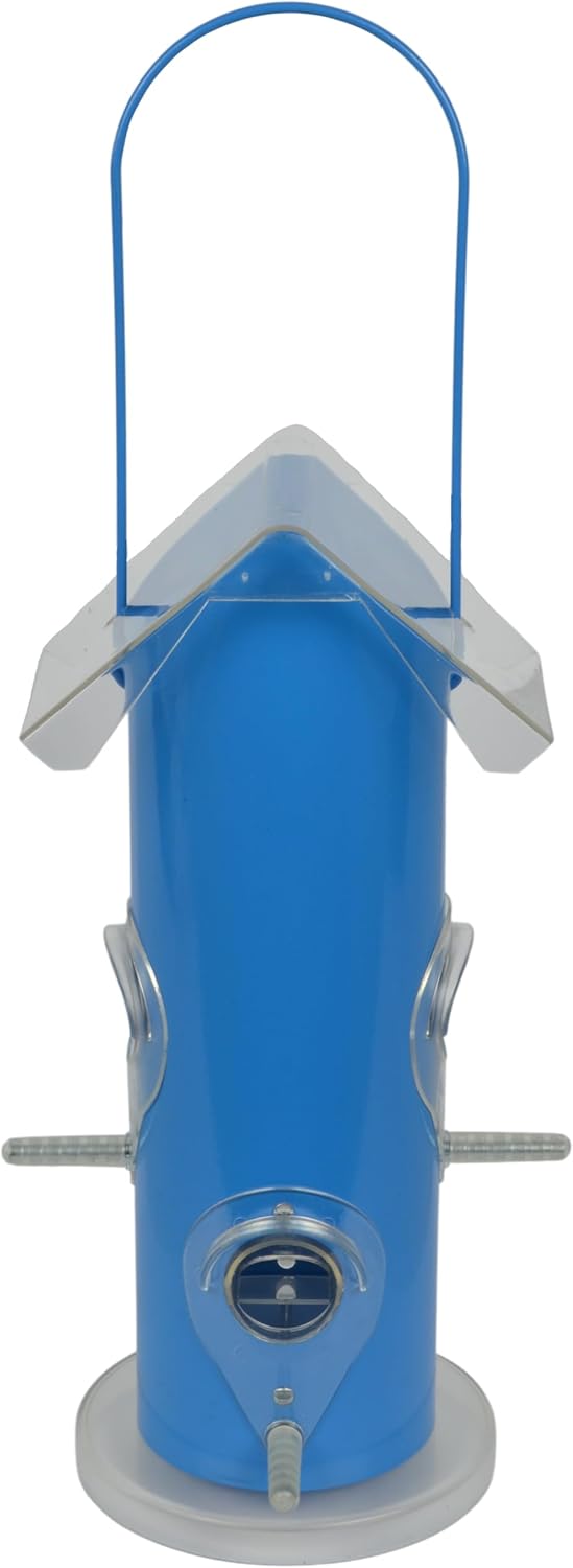 Supa Rutland Wild Bird Seed Feeders, Suitable for Seed and Sunflower Hearts, 4 Port Feeder, Finished in Summer Blue.