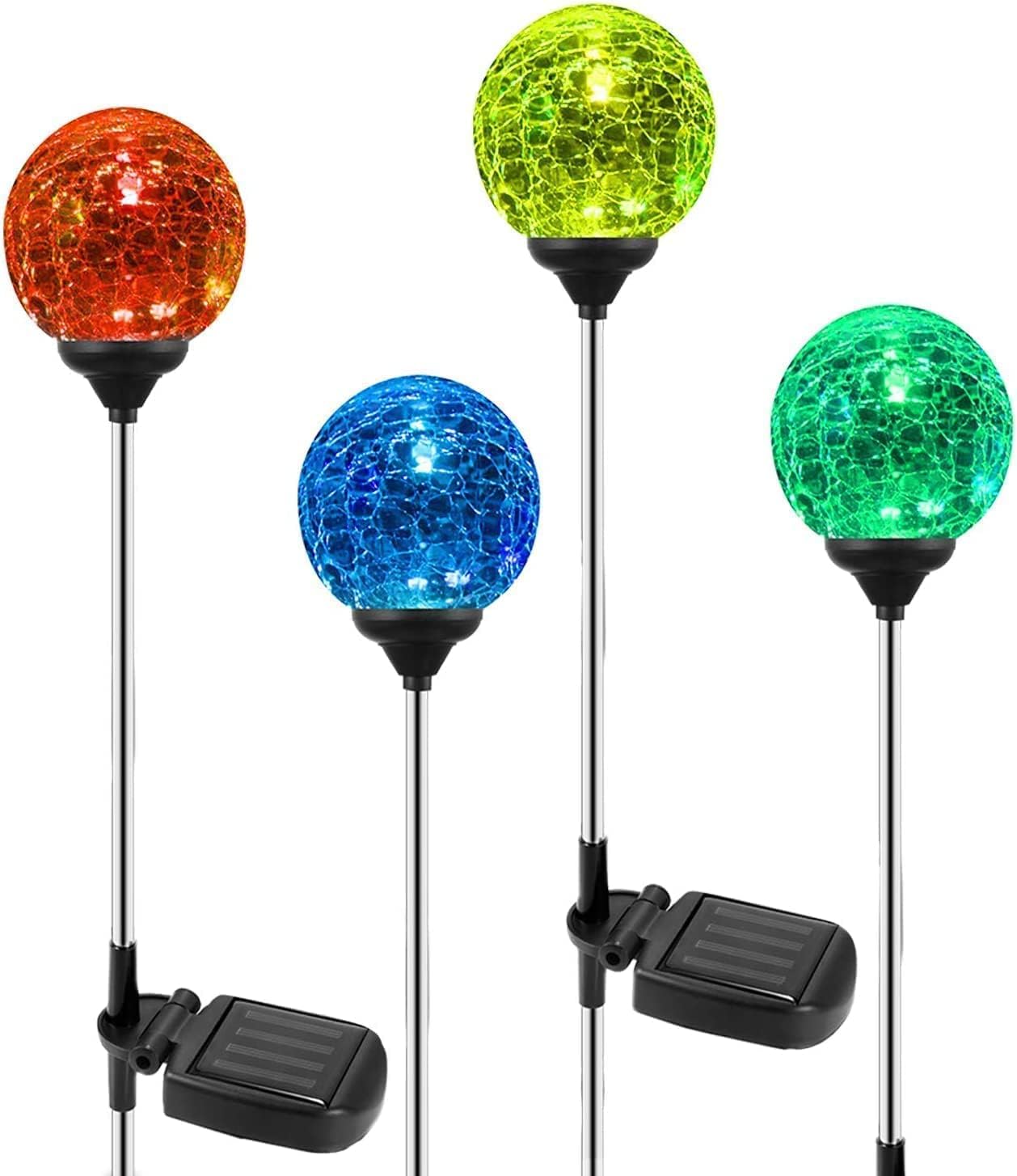 OxyLED Solar Globe Lights Outdoor 4 Pack Garden Stake Lights Waterproo