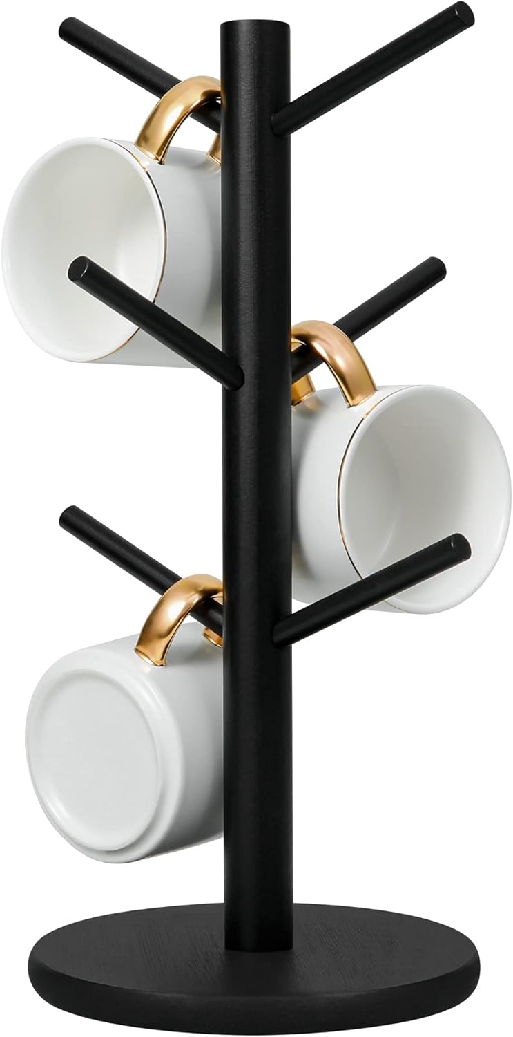 MyLifeUNIT Mug Holder Tree, Coffee Cup Holder with 6 Hooks (Black) | M