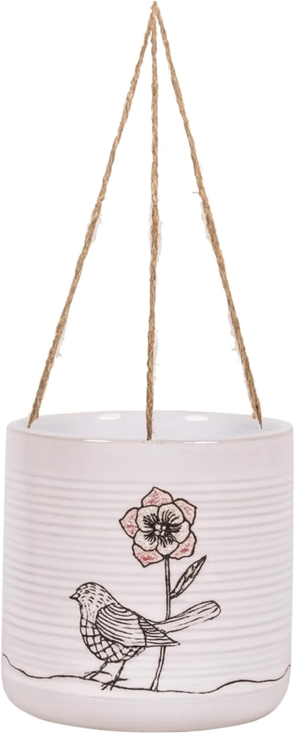 Blue Sky Ceramic Hanging Amarosa 5" Flower Pot, Multi Color