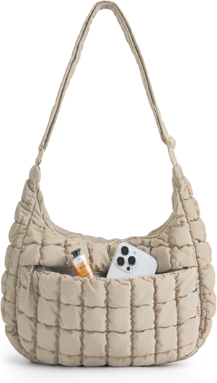BAGSMART Crossbody Hobo Bag for Women with Adjustable Strap, Quilted P