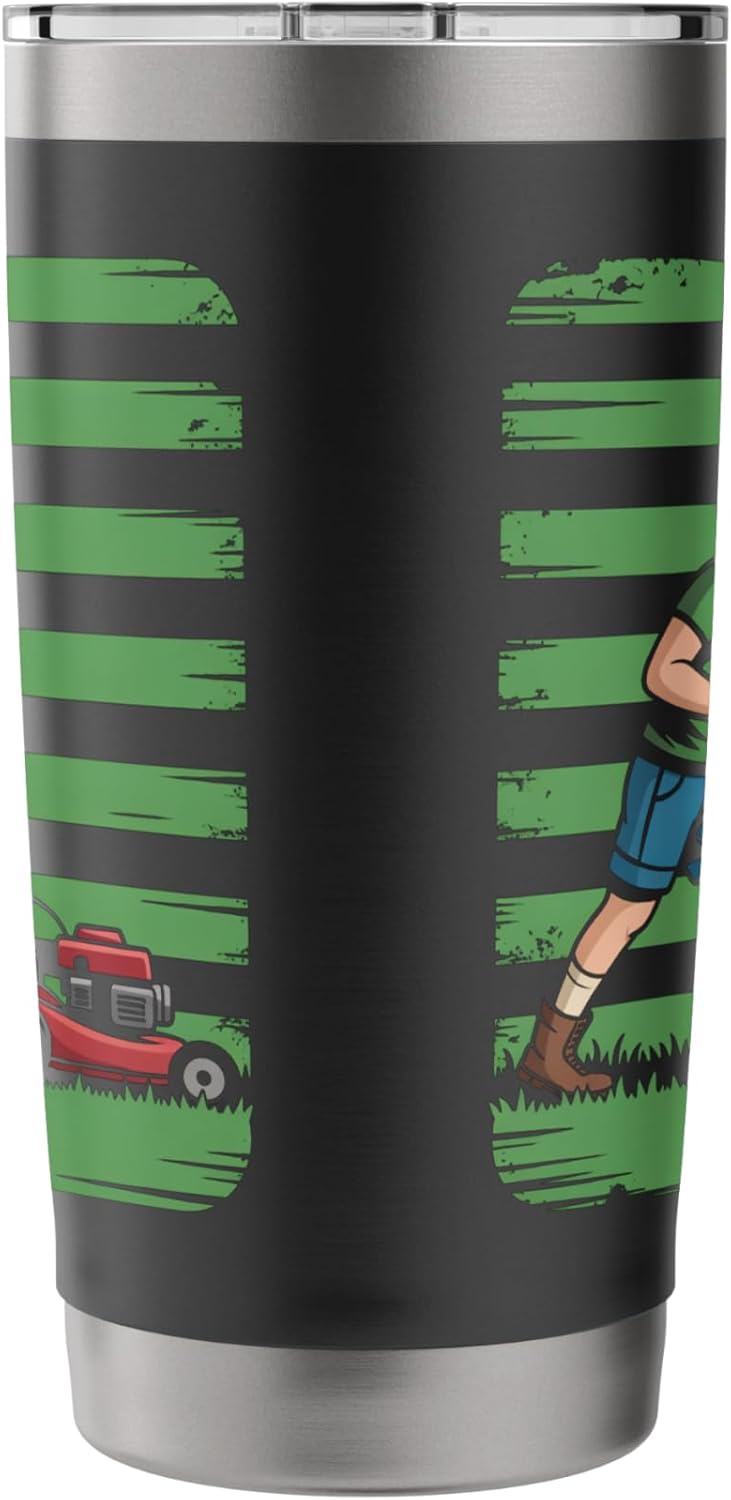 American Flag Lawn Mower Gardening Patriotic Dude Stainless Steel Insulated Tumbler