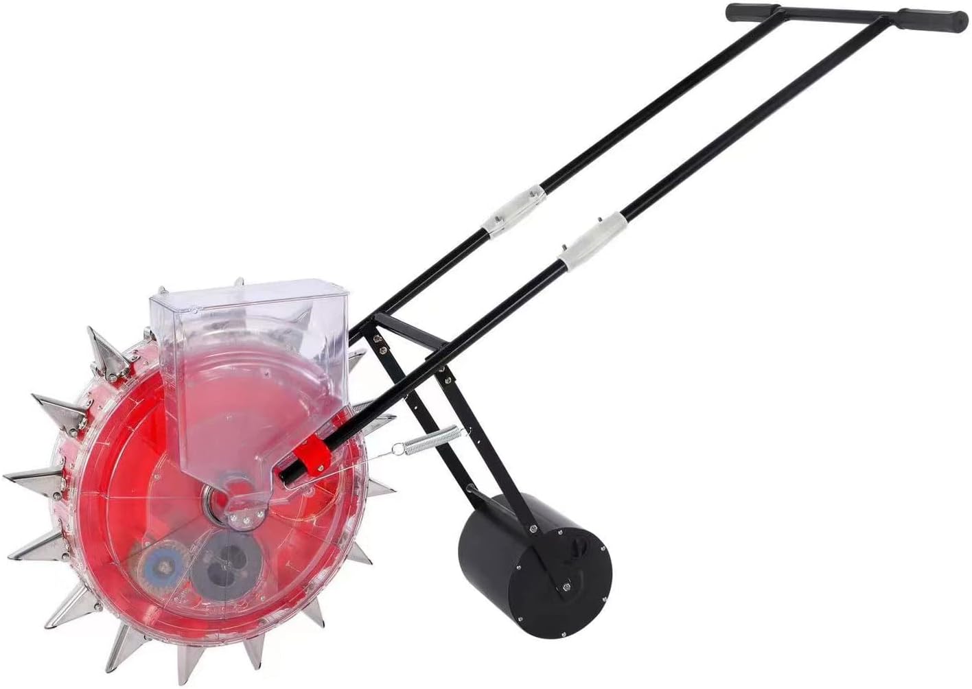 Hand-Push Roller Seed Planter - 8-Hole Metal Precision Garden Seeder f