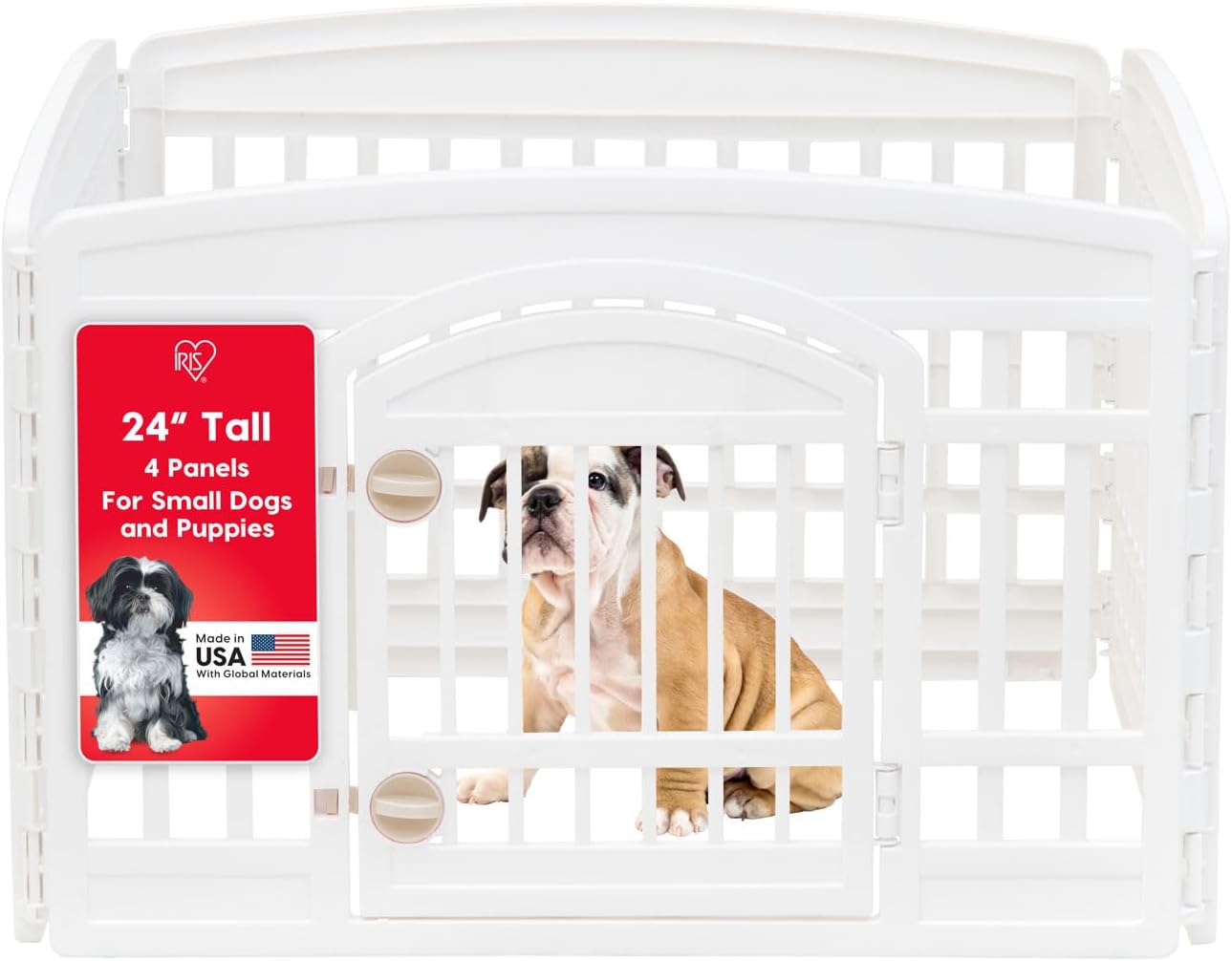 IRIS USA 24" Dog Playpen 4-Panel Pet Exercise Pen with Door Gate 35 x 