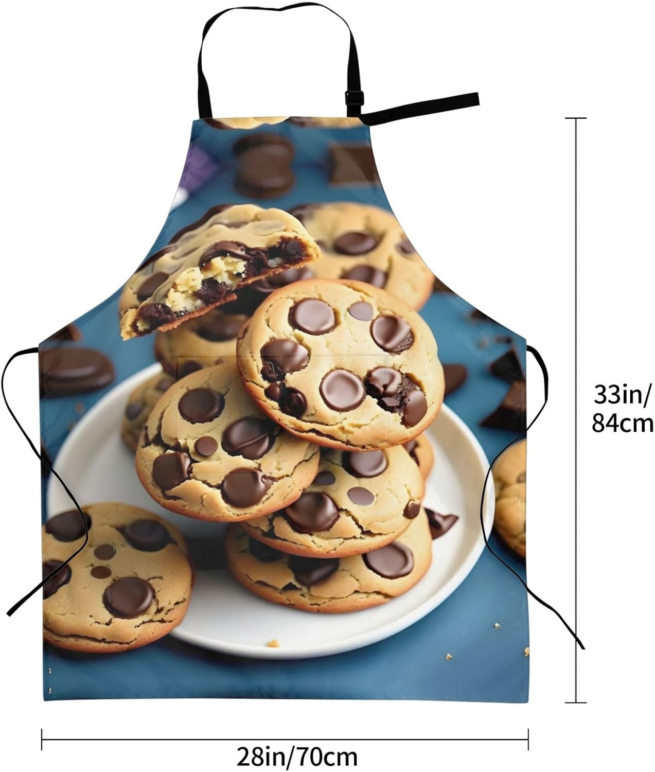 Cookies Food Chocolate Chips Biscuits print Waterproof apron with pocket adjustable cooking apron for adult kitchen bibs to bake