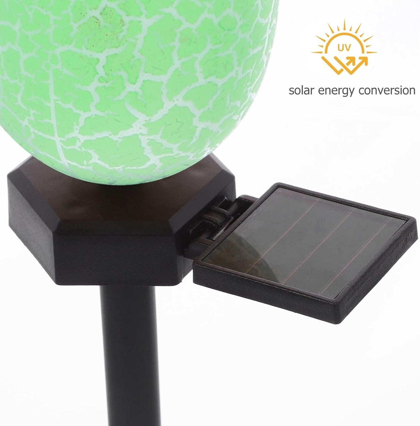 Solar Easter Egg Yard Light Outdoor Garden Solar Lamp LED Crackle Shell Landscape Decor Green Stake Light for Holiday Patio Lawn