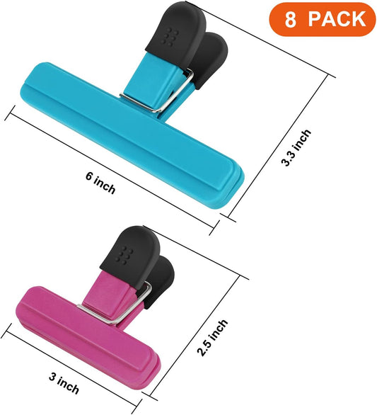 TACGEA Chip Clips, 8 Pack Food Clips, Upgrade Wide Open Bag Clips for 