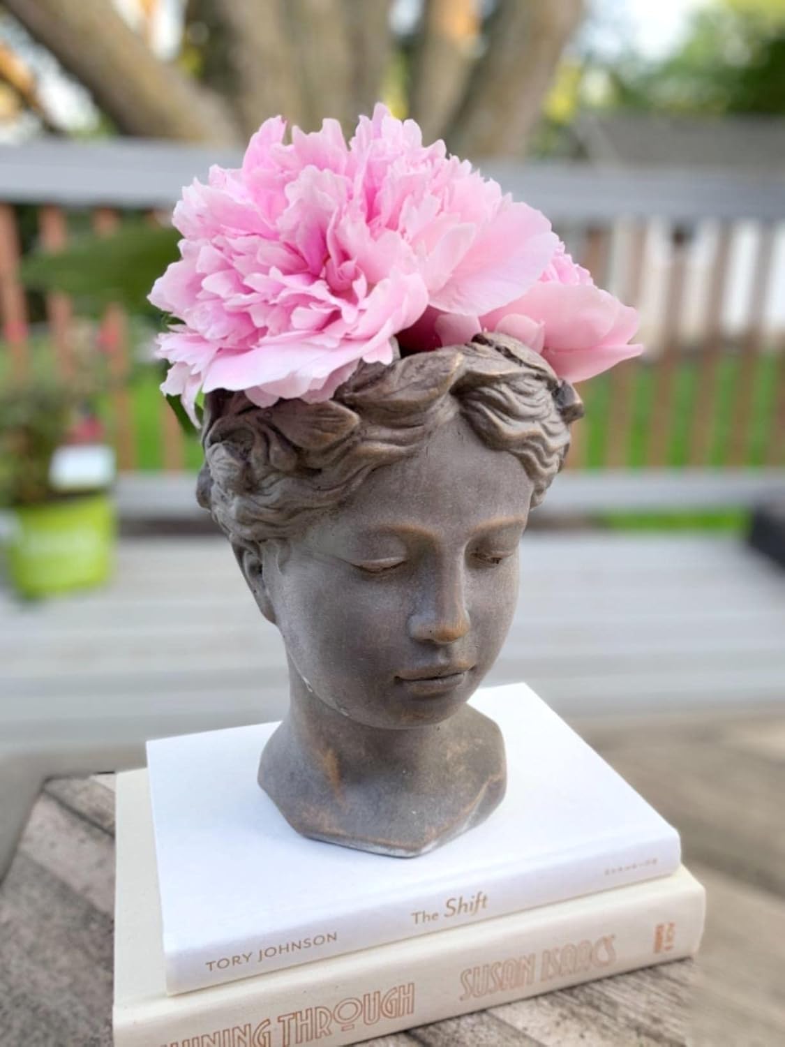 Greek/Roman Style Female Statue Head Cement Planter - Unique Planter P