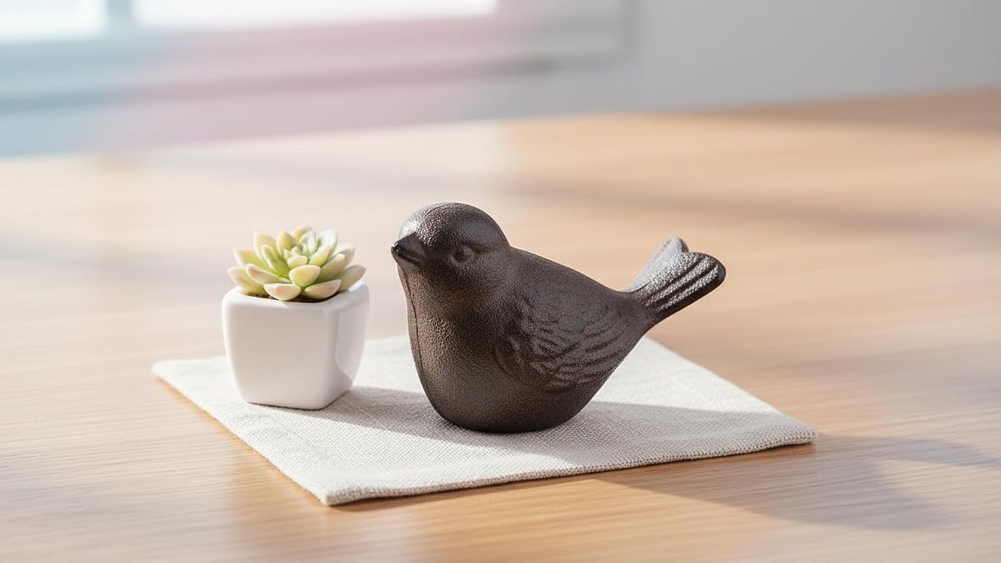 Comfy Hour 3.5" Heavy Duty Cast Iron Bird Figurine, Decorative Vintage
