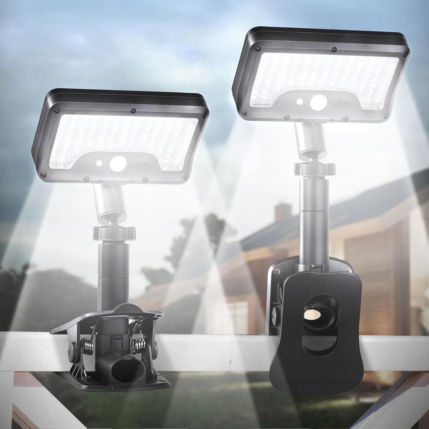 Clip On Solar Lights Outdoor with Motion Sensor, 360°Rotatable & Verti