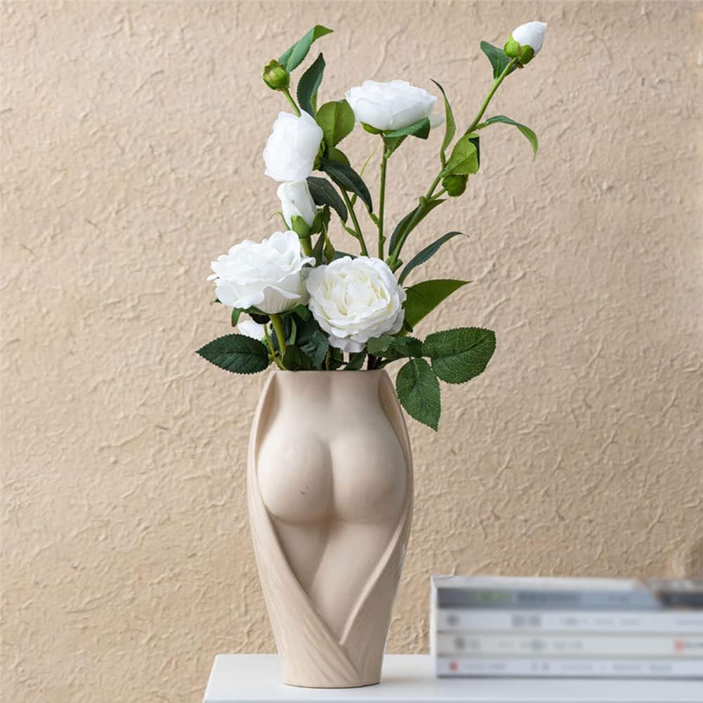 WAYUTO Ceramic Butt Vase Modern Female Body Vase Butt Planter Flower Vase Boho Plant Pot Body Sculpture Flower Container Art Home Decor for Living Room Bedroom Centerpiece Table Wedding